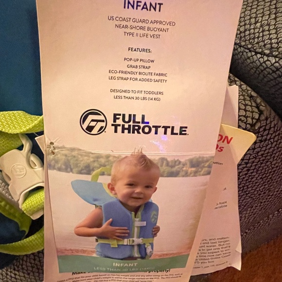 Infant Life Jacket / Vest / Personal Floatation Device Up To 30 Pounds. New/Tag - Picture 3 of 3